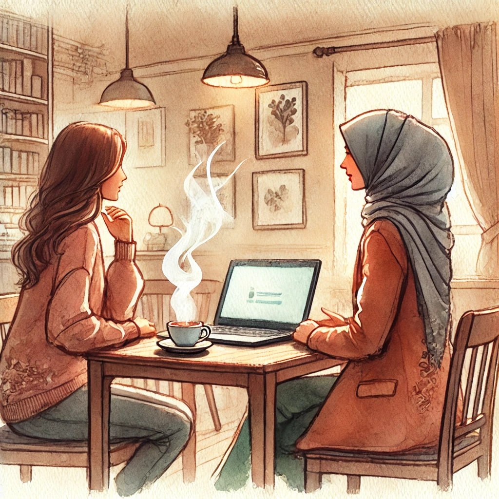Two women collaborating